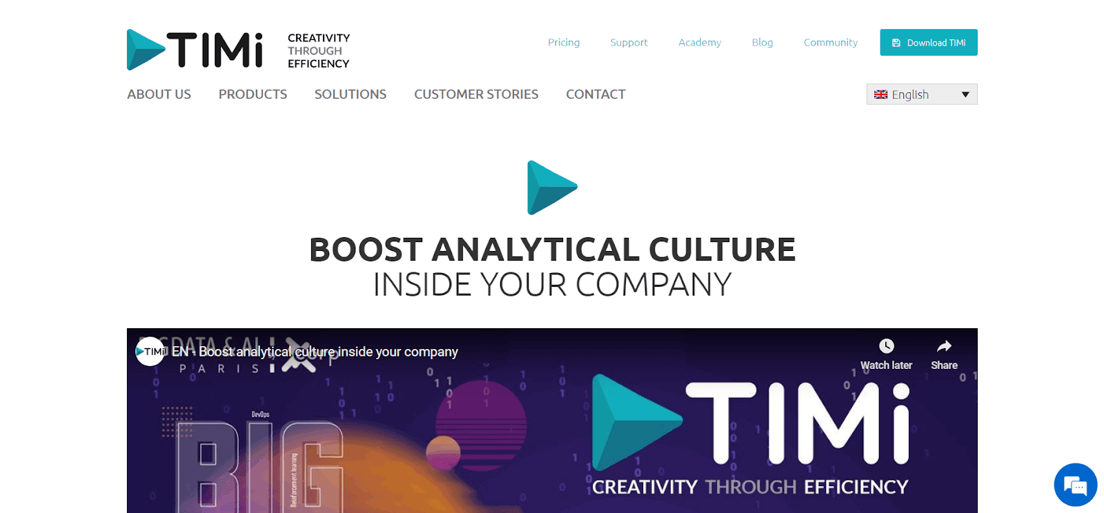 A screenshot of TIMi Suite's website