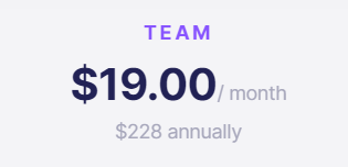 TEAM (Annually Pay $15.83/month, $190 annually)