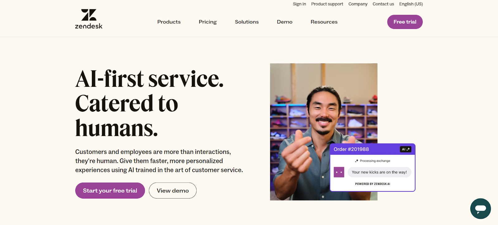 A screenshot of Zendesk Suite's website