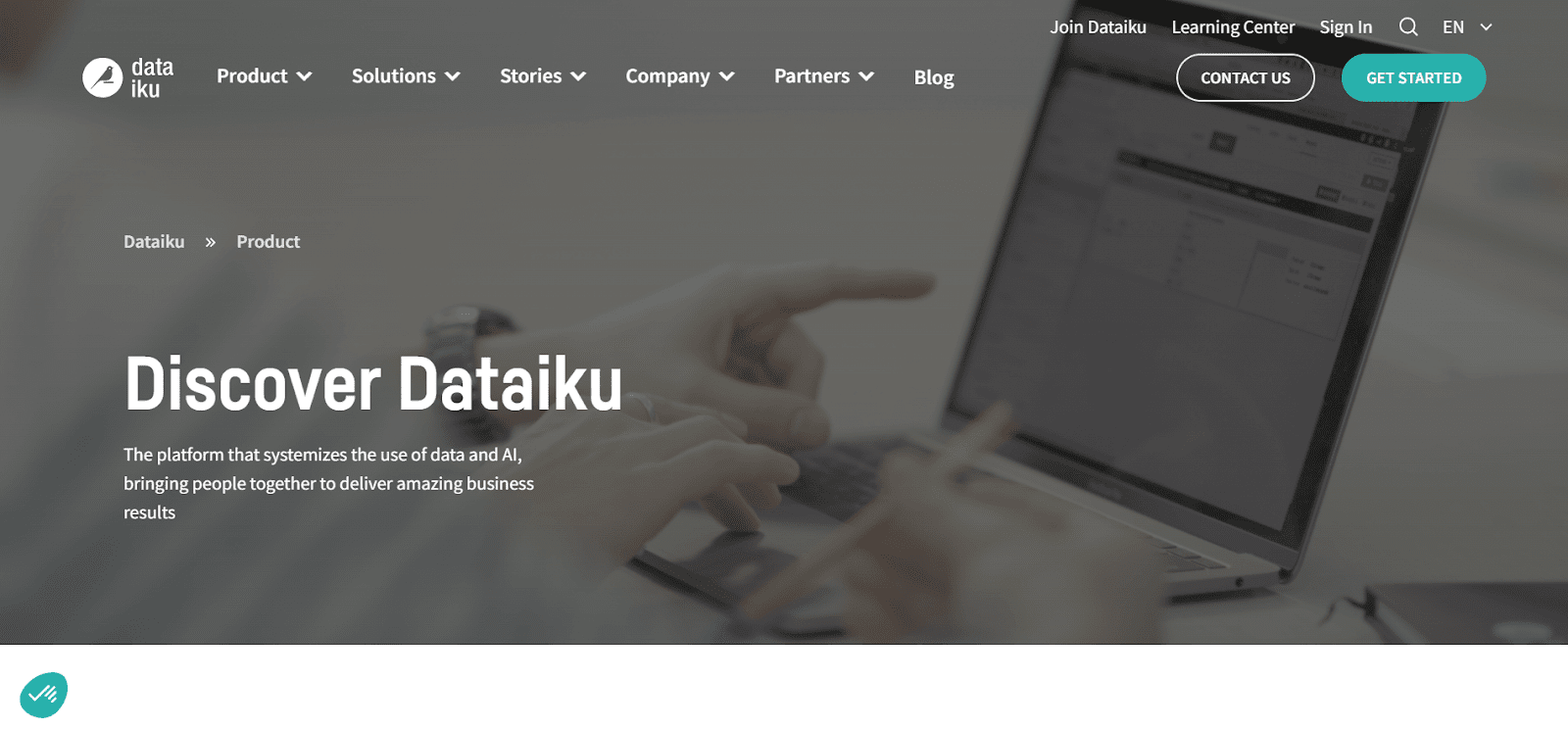 A screenshot of Dataiku DSS's website