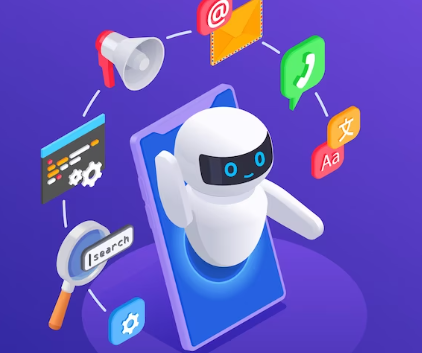 Vector chatbot messenger concept with options and functions symbols isometric illustration