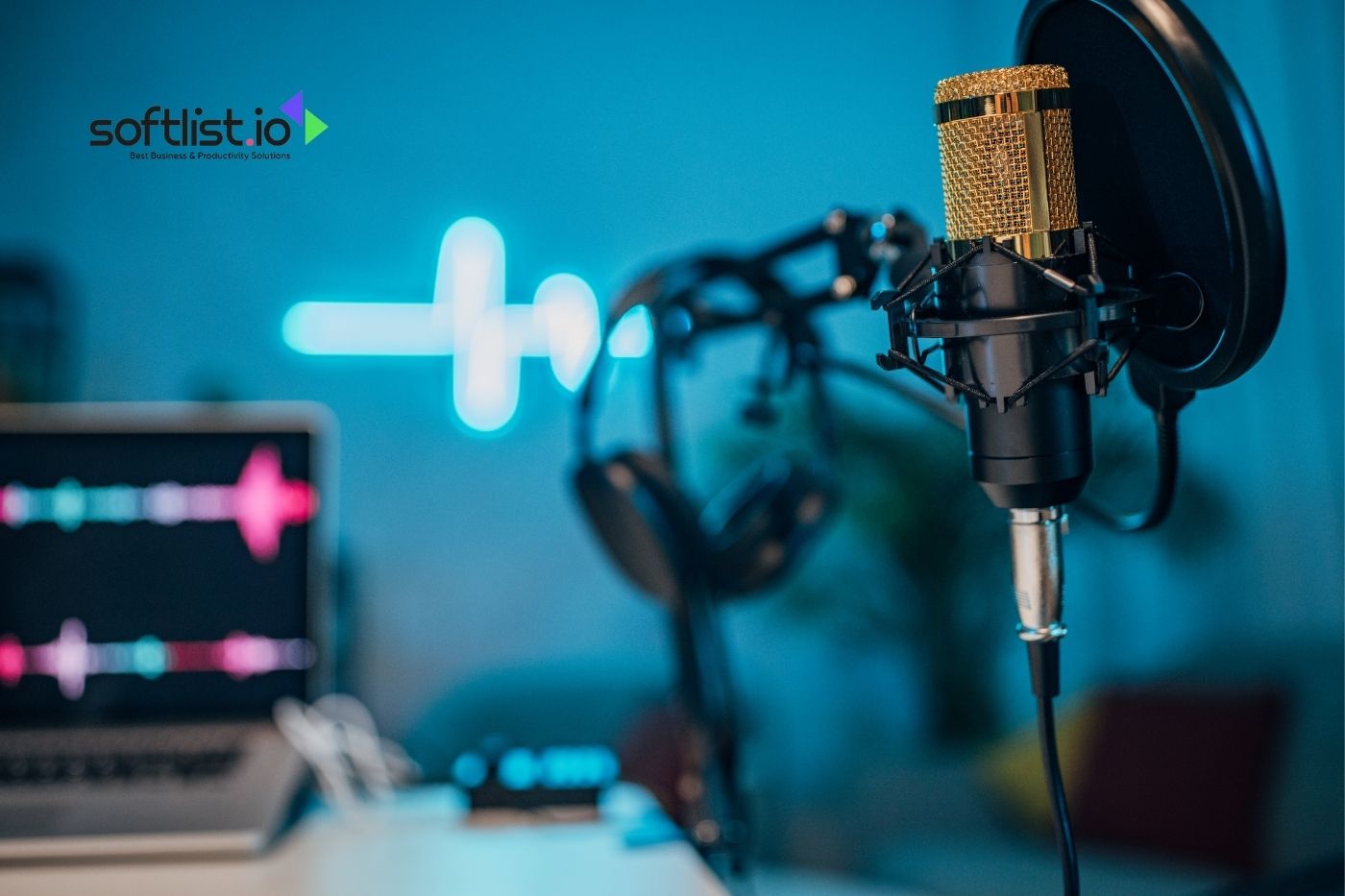 Microphone set up in a studio