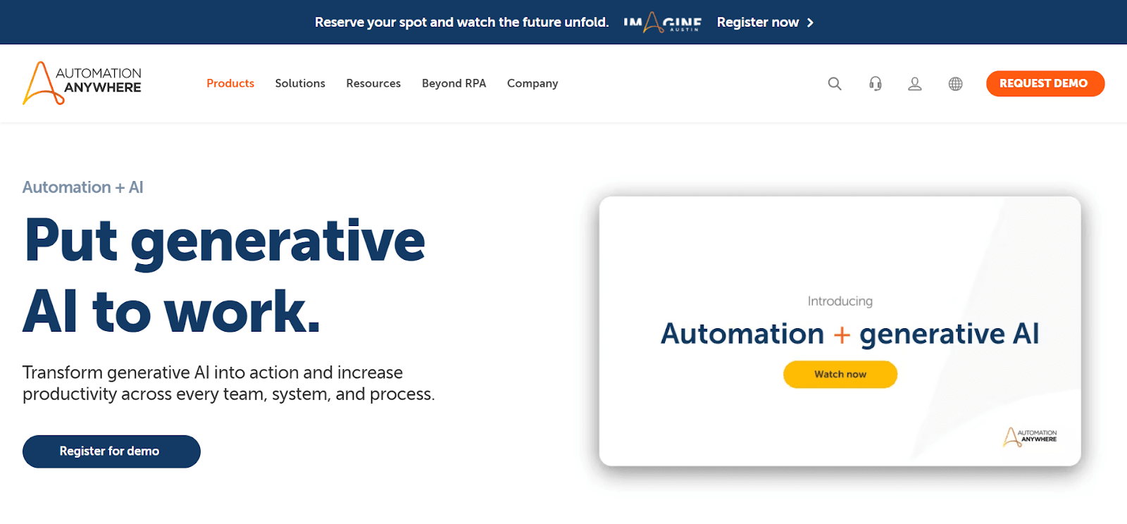A screenshot of Automation AI's website