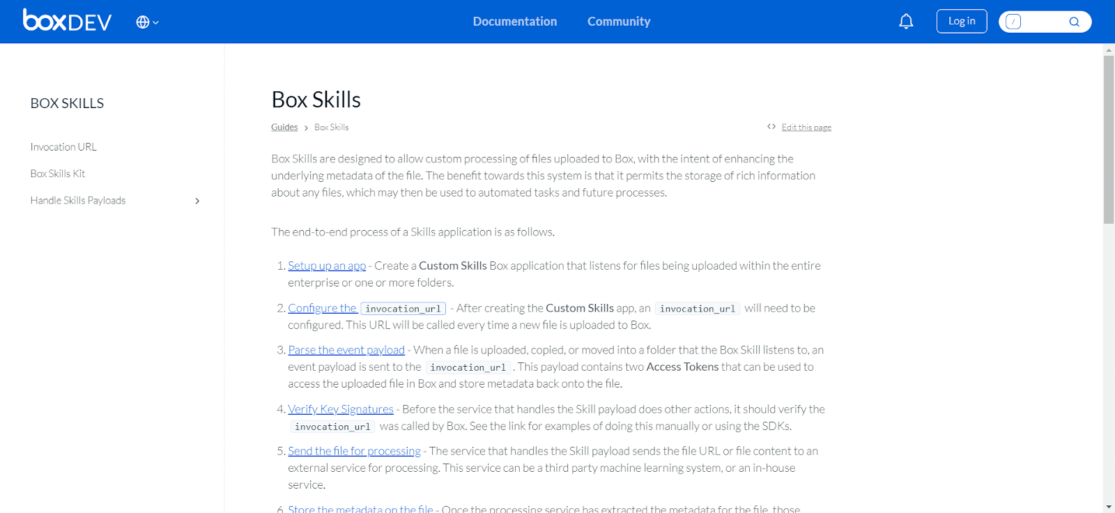 A screenshot of Box Skills' website