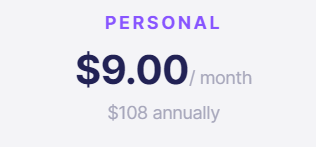  PERSONAL (Annually Pay: $7.50 / month, $90 annually)
