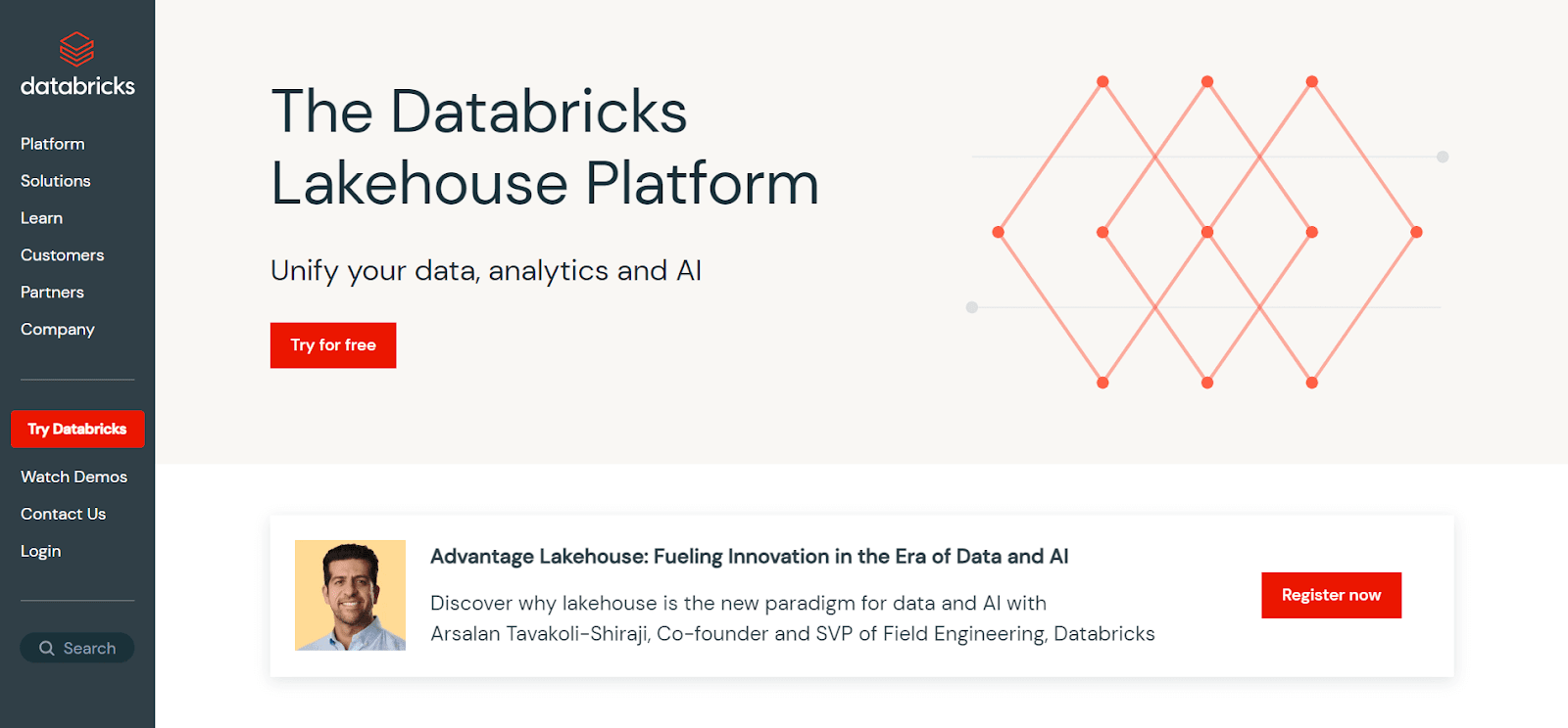 A screenshot of Databricks Lakehouse Platform's website