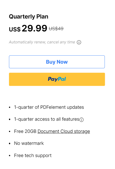 Quarterly Plan (US$29.99)