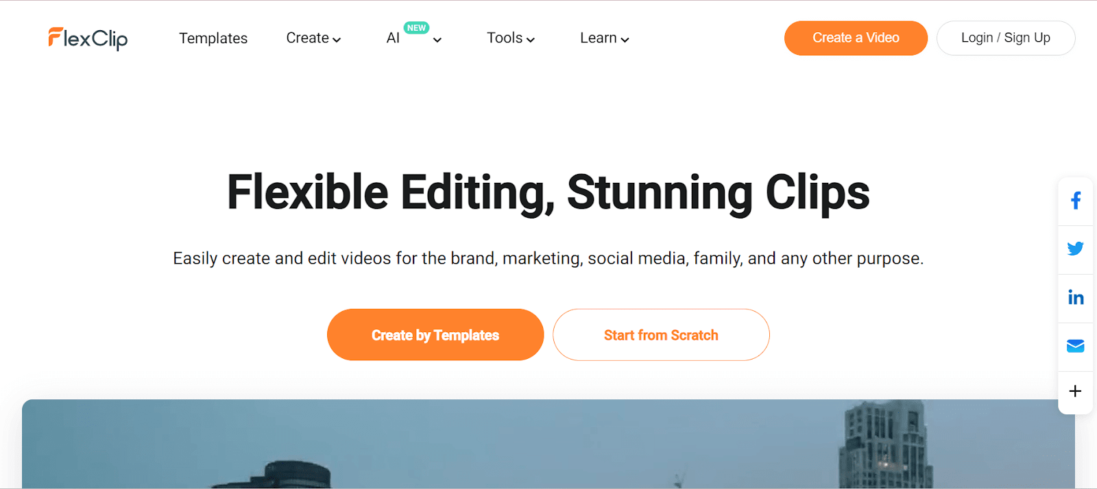 A screenshot of FlexClip's website