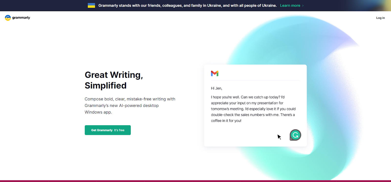 Grammarly website interface design