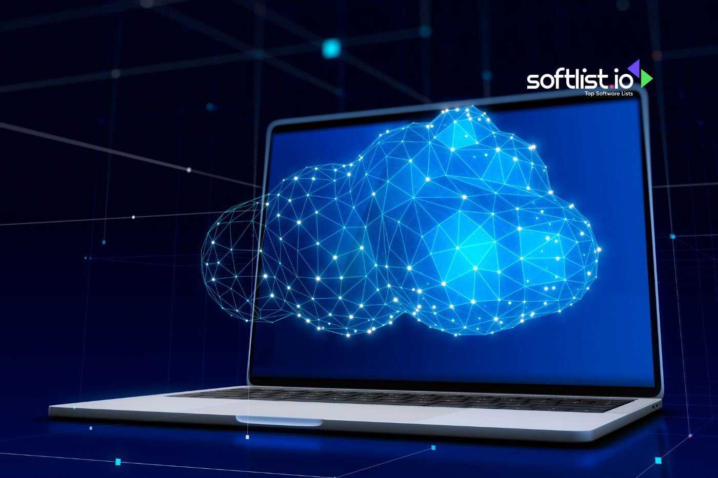 Digital cloud graphic on laptop screen