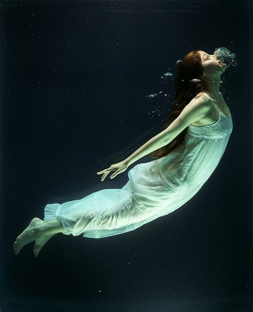 under water, fashion, woman