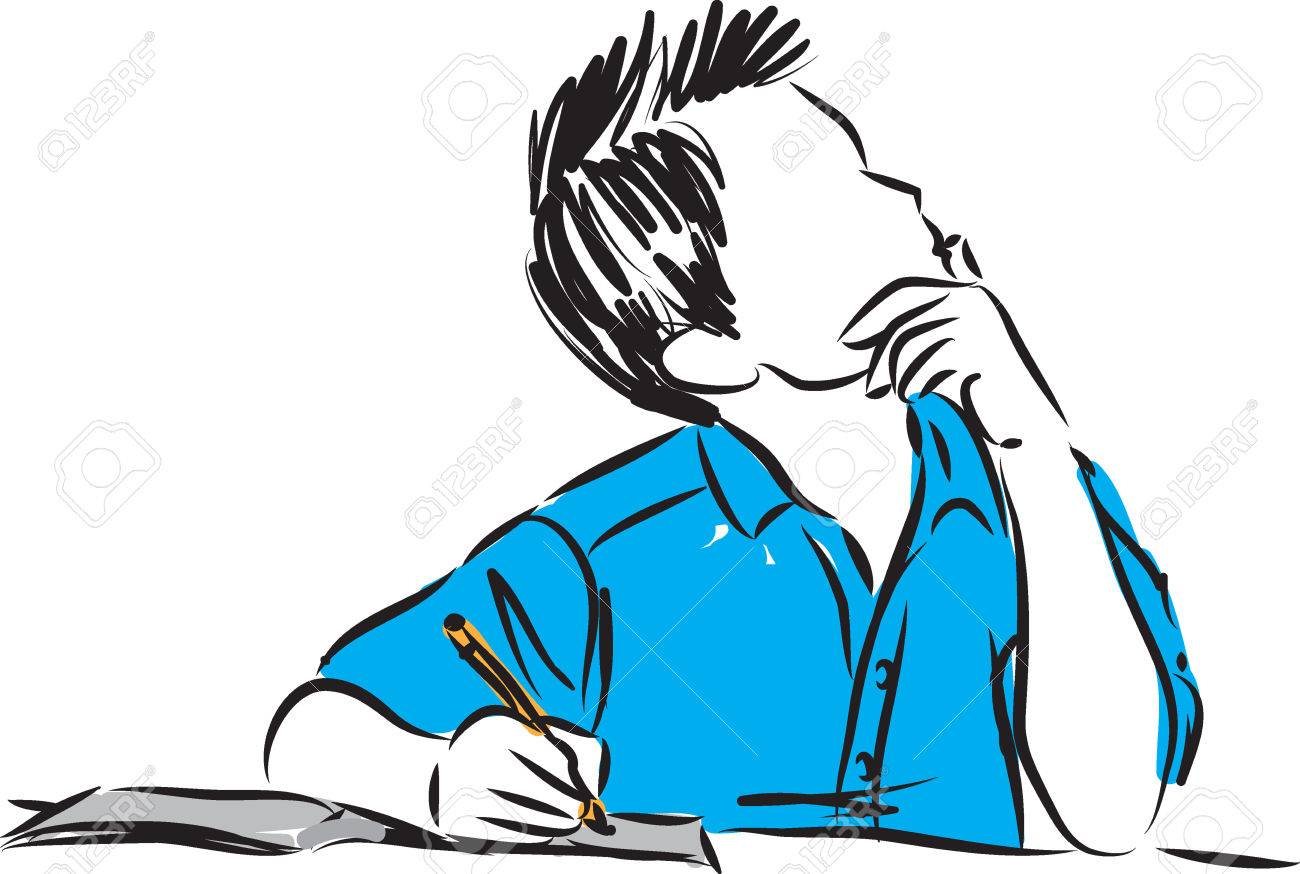 Boy Writing And Thinking Vector Illustration Royalty Free SVG, Cliparts,  Vectors, And Stock Illustration. Image 72943748.
