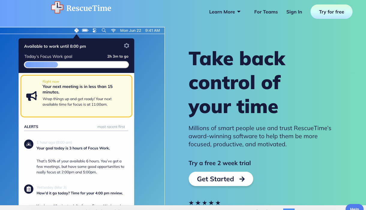 RescueTime | Best time tracking tools