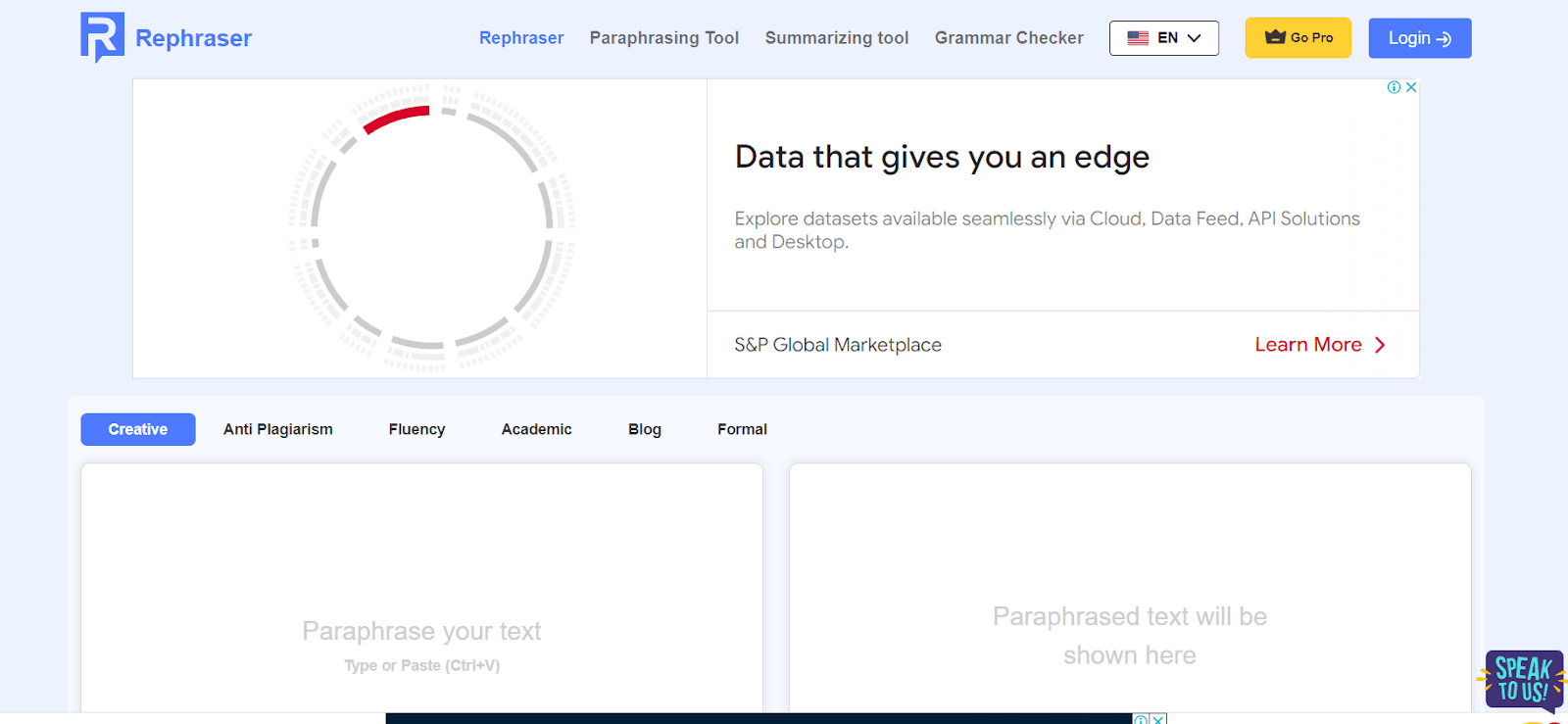 Rephraser.co Dashboard