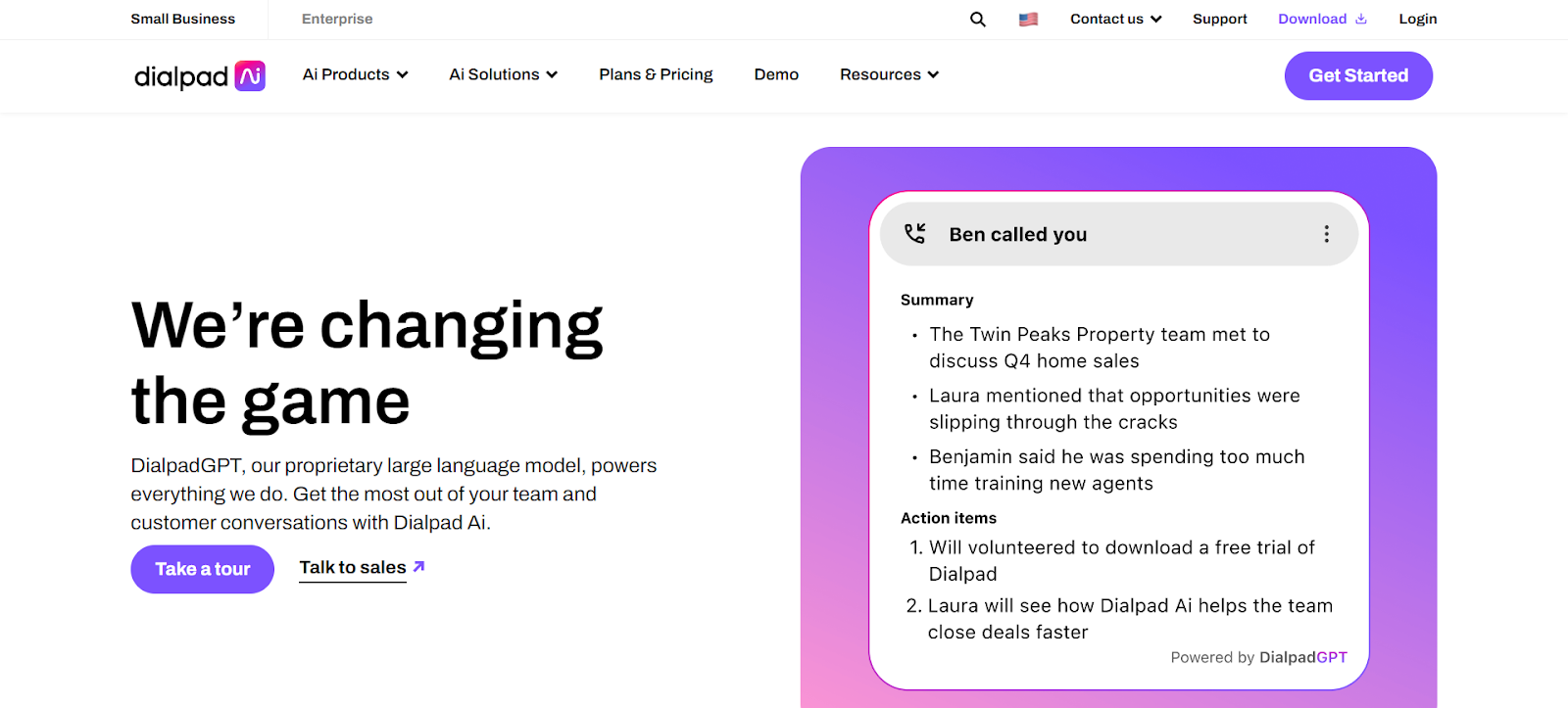 A screenshot of Dialpad AI's website