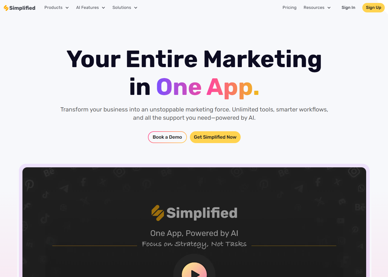 Simplified Homepage