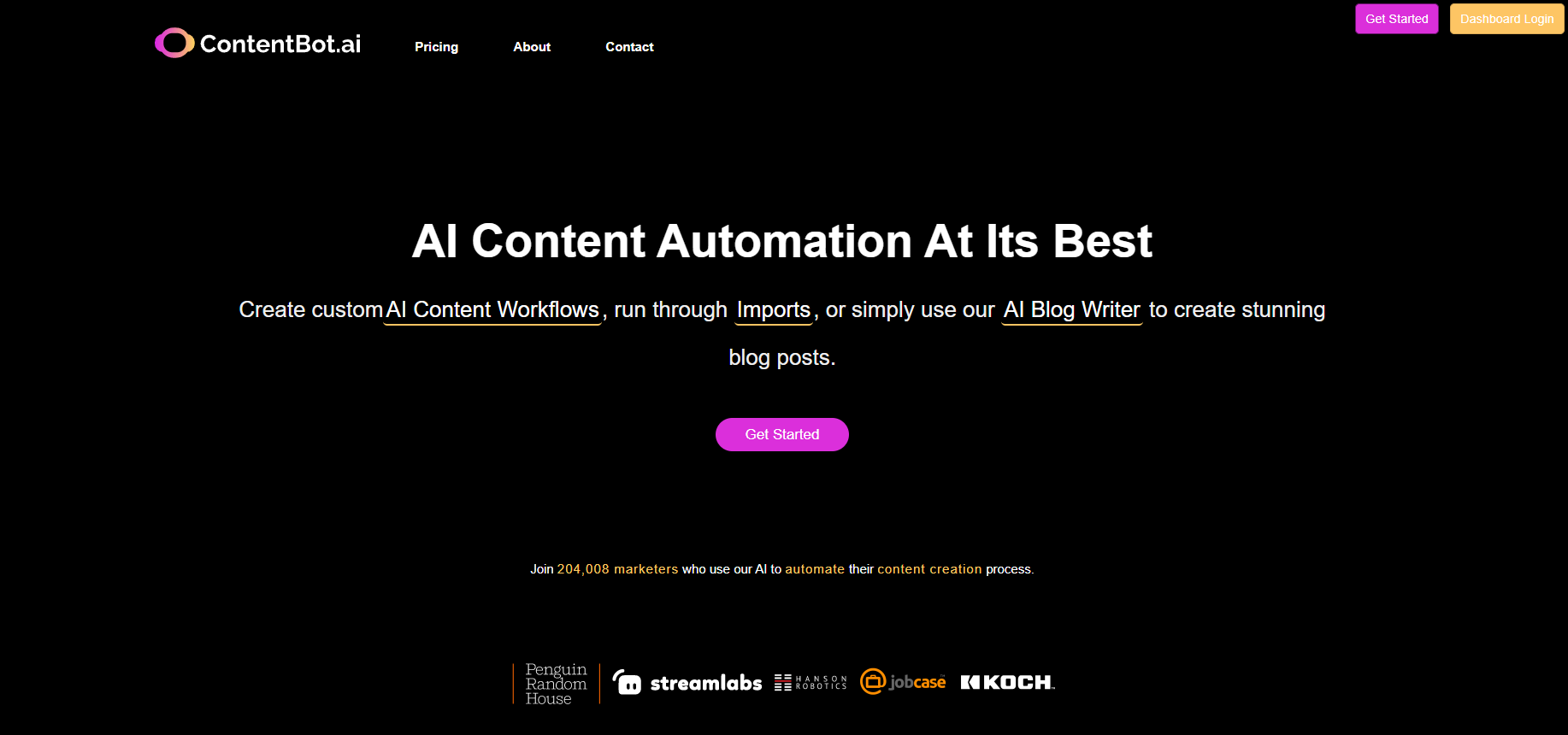 Contentbot.ai Homepage
