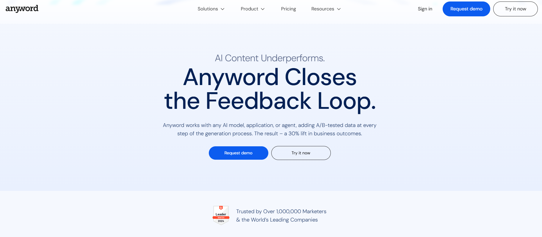 Anyword AI Homepage
