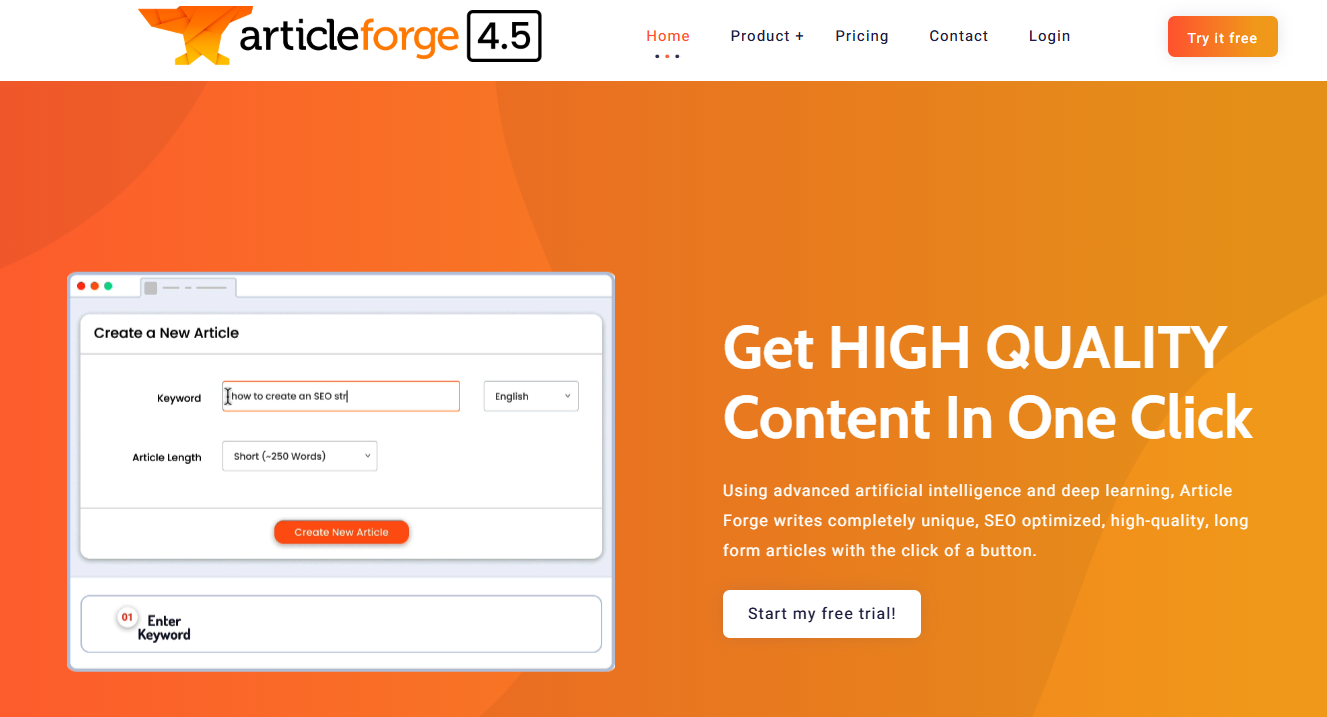 Articleforge Homepage