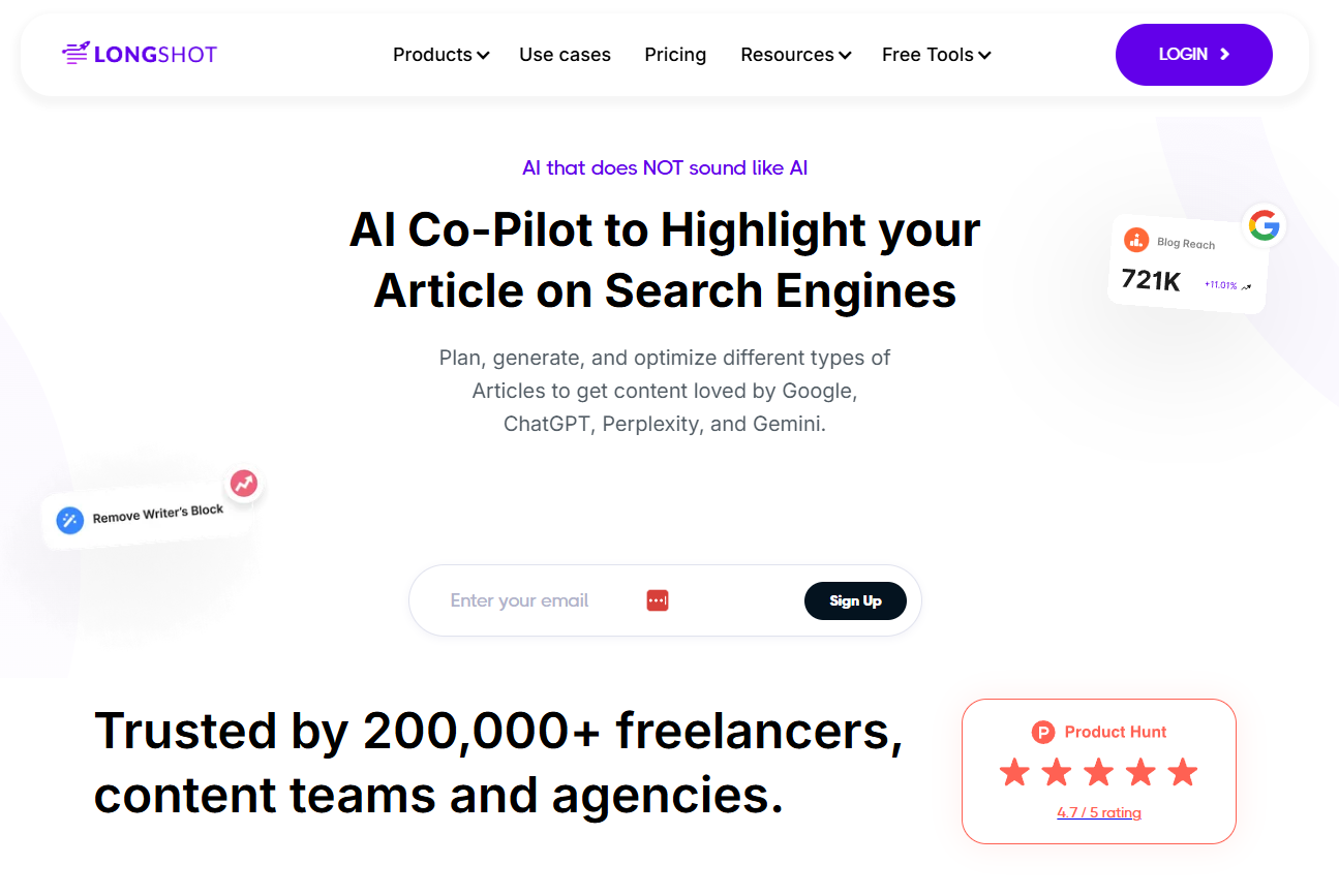 Longshot Homepage