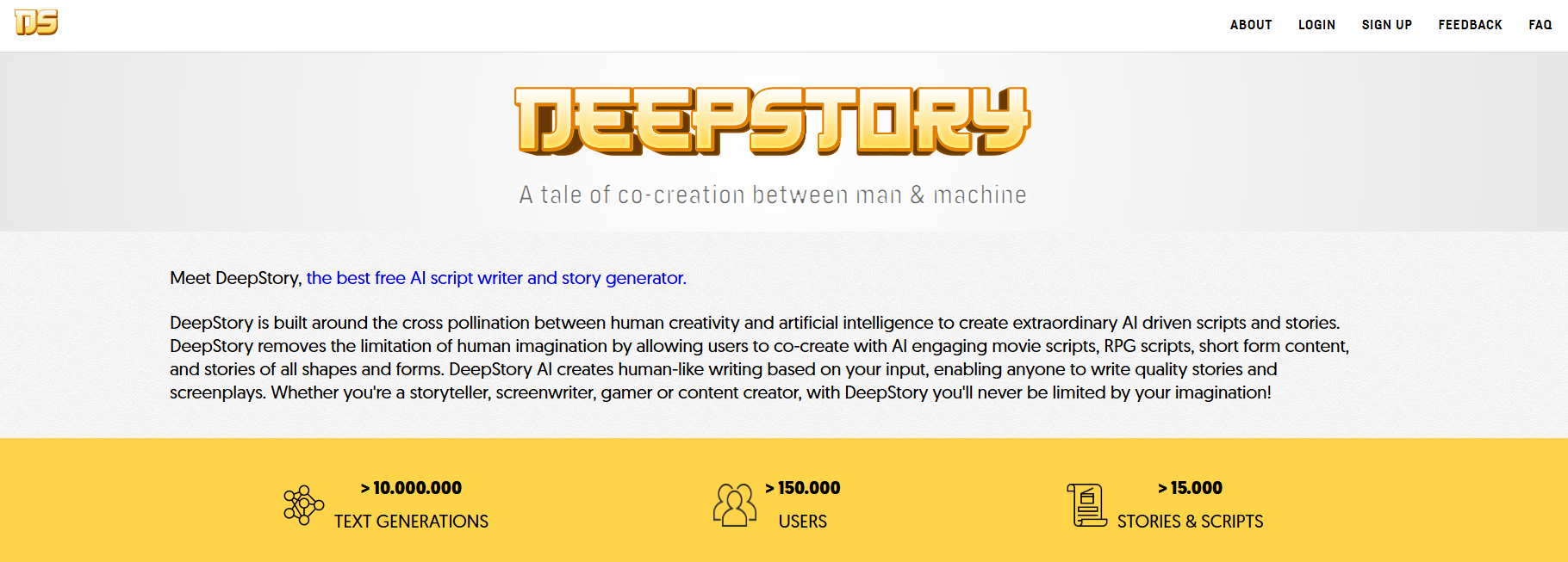 Deepstory.ai Homepage