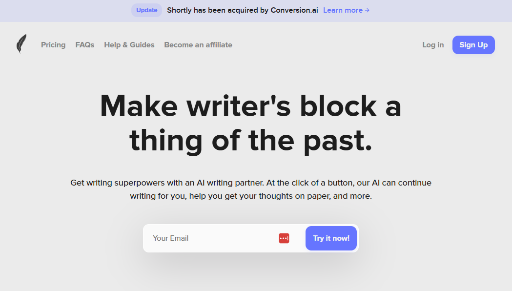 Shortly.ai Homepage