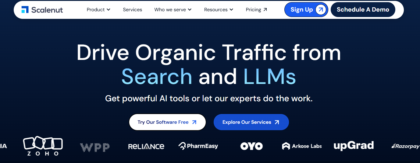 Scalenut powerful ai homepage
