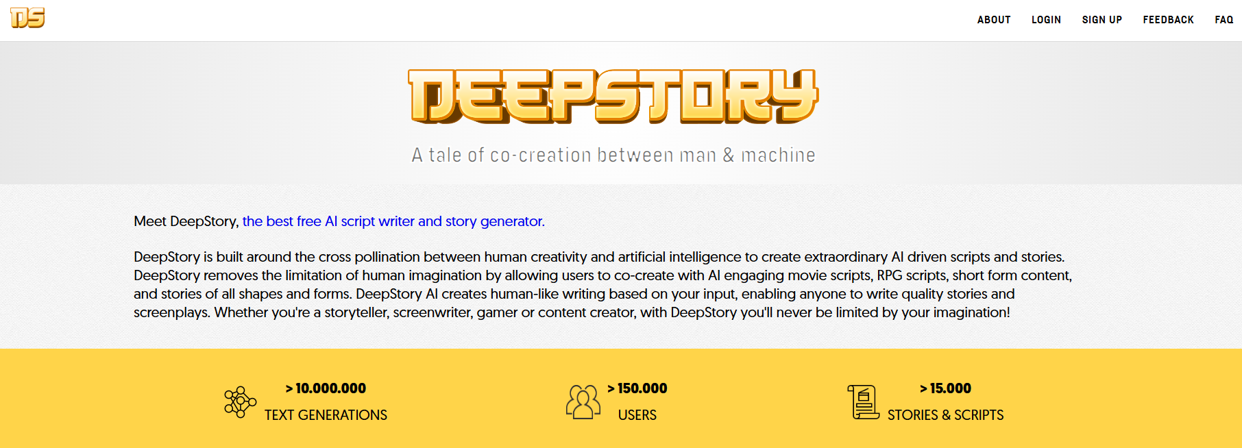 Deepstory.ai Homepage