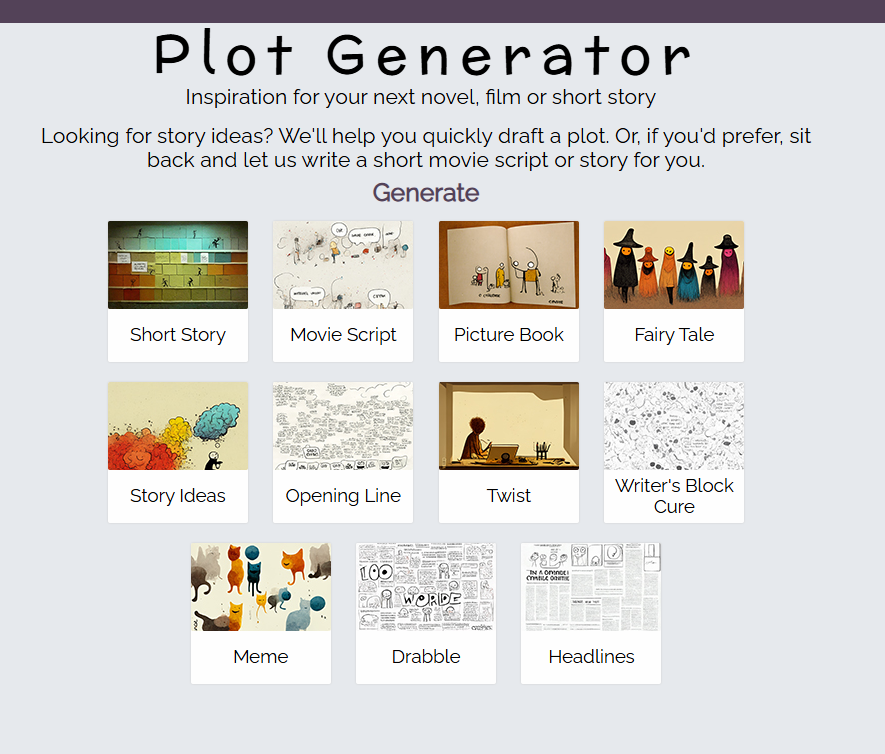 Plot generator homepage