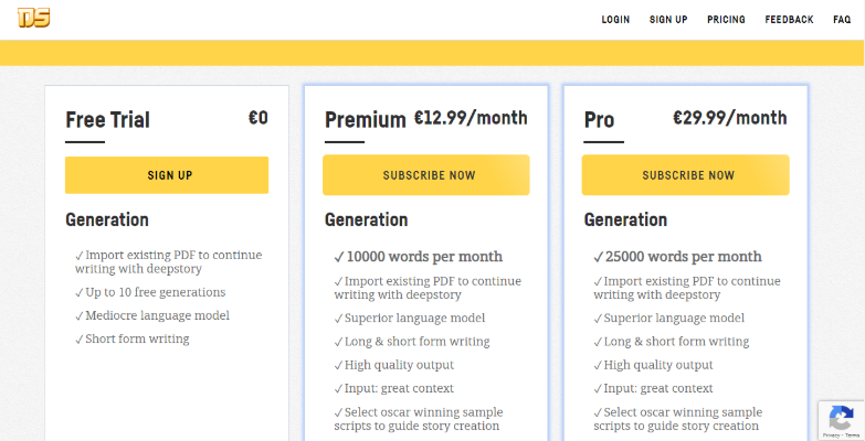 Deepstory.ai Pricing