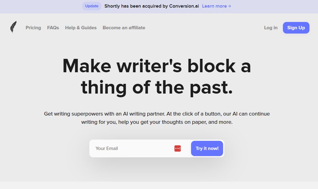 Shortly AI Homepage