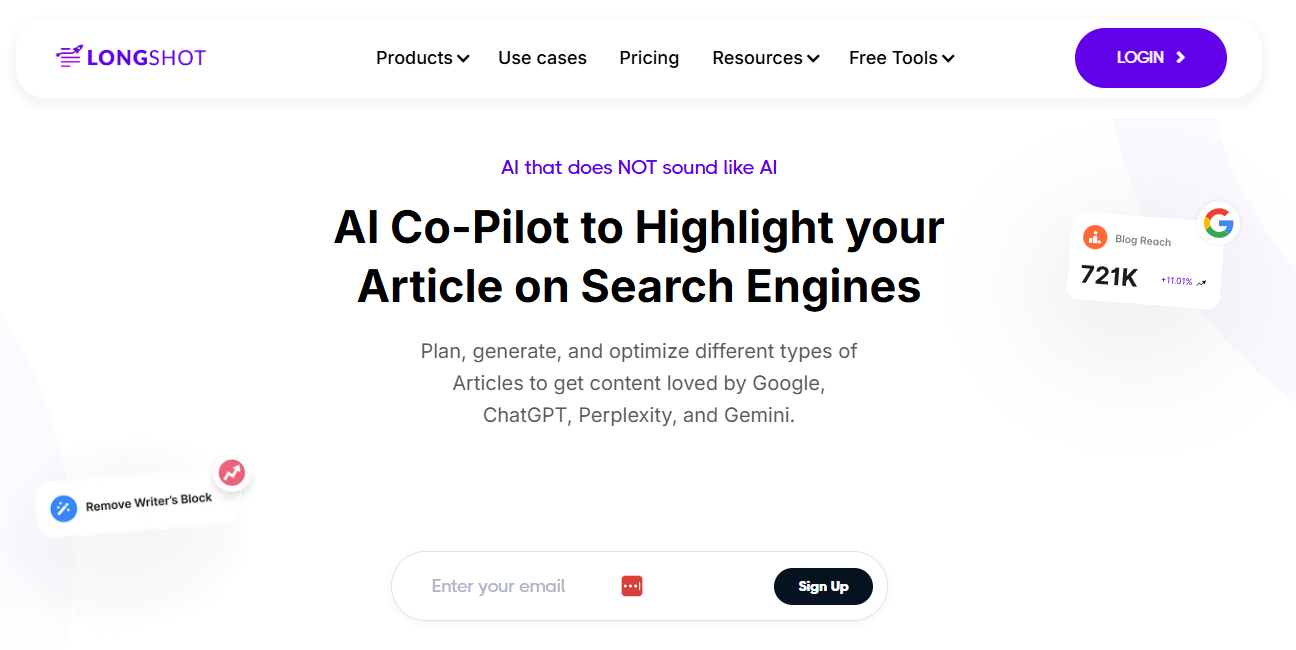 Longshot AI Homepage
