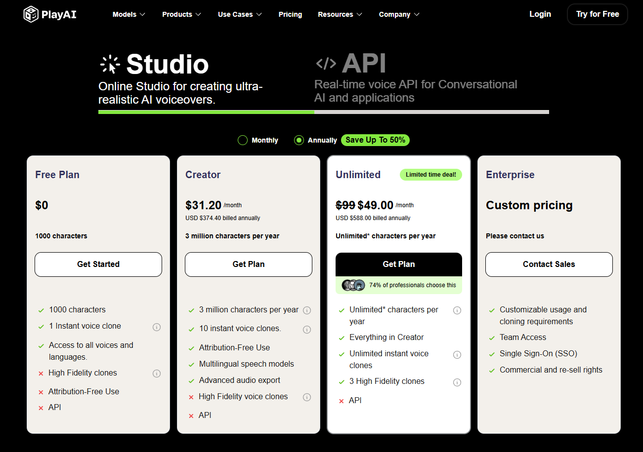 PlayAI Pricing