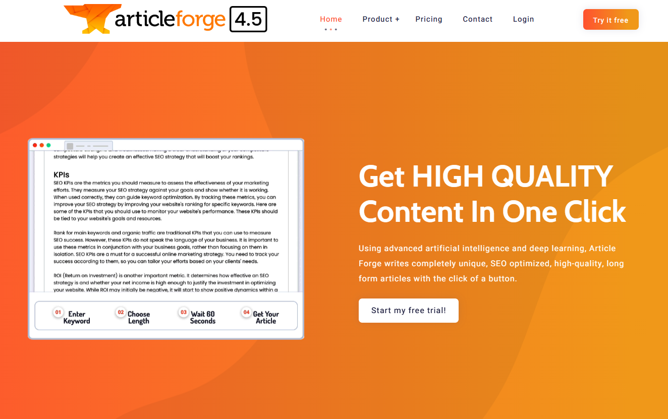 Articleforge Homepage