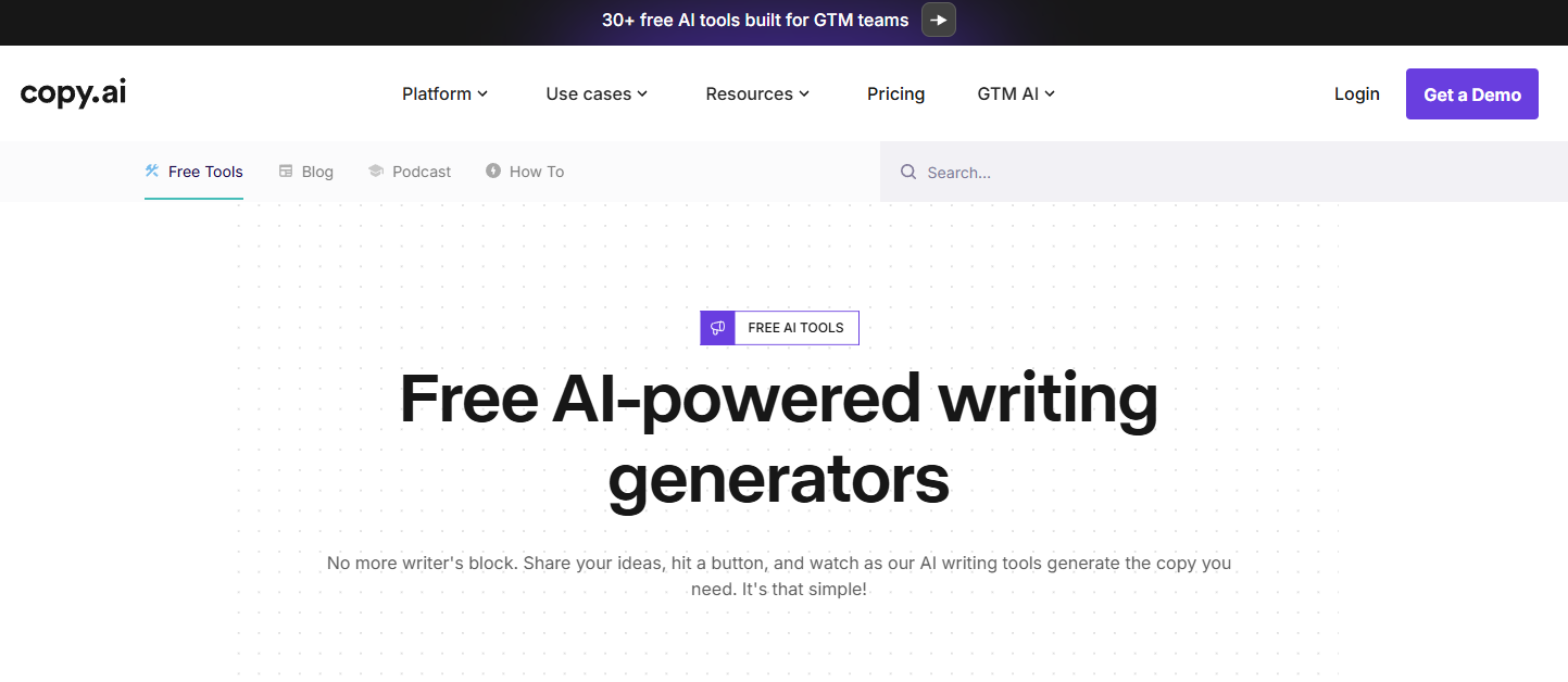 Copy.ai Homepage