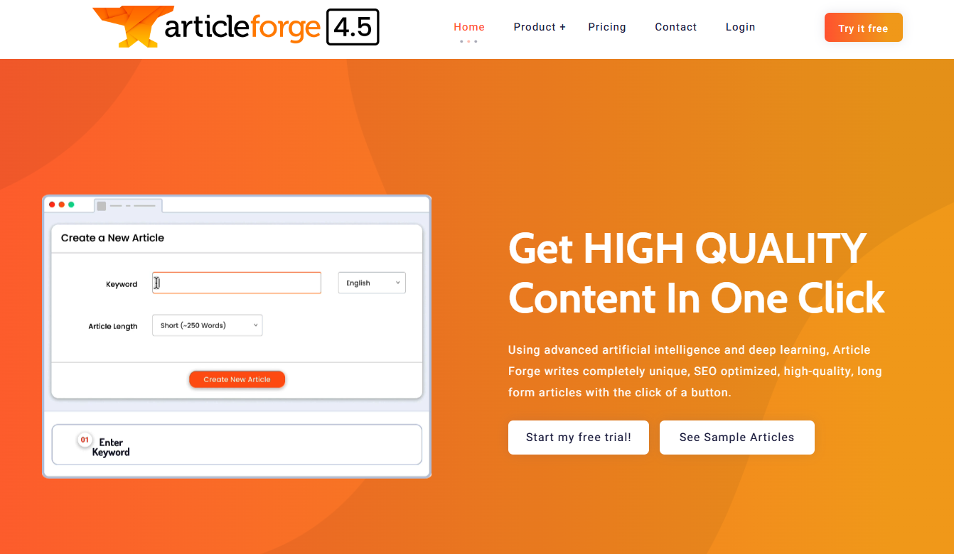 articleforge Homepage