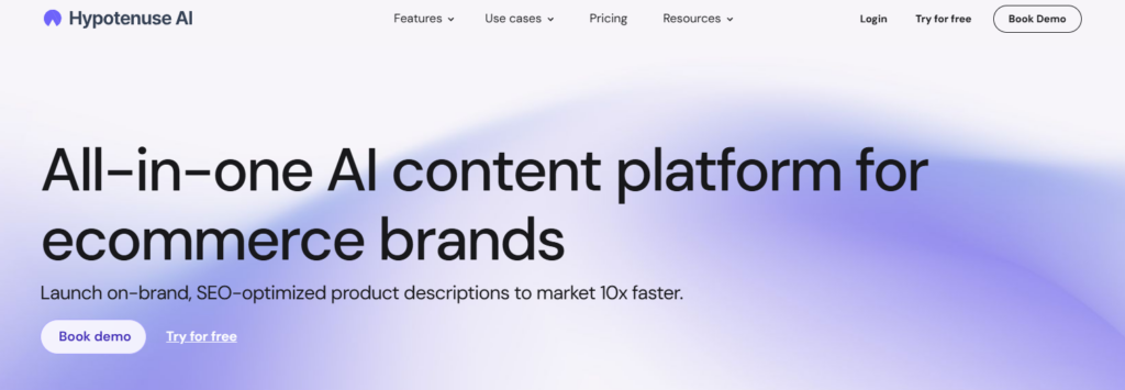 Hypotenuse AI Homepage