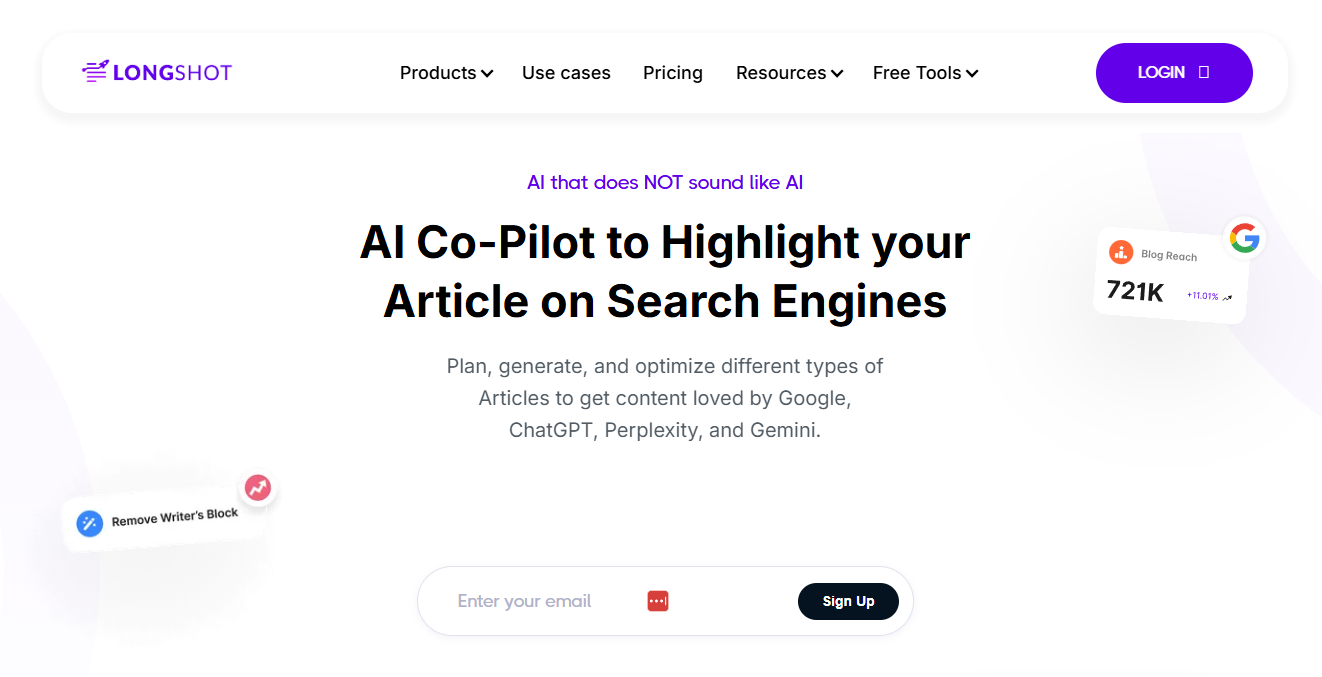 Longshot AI Homepage