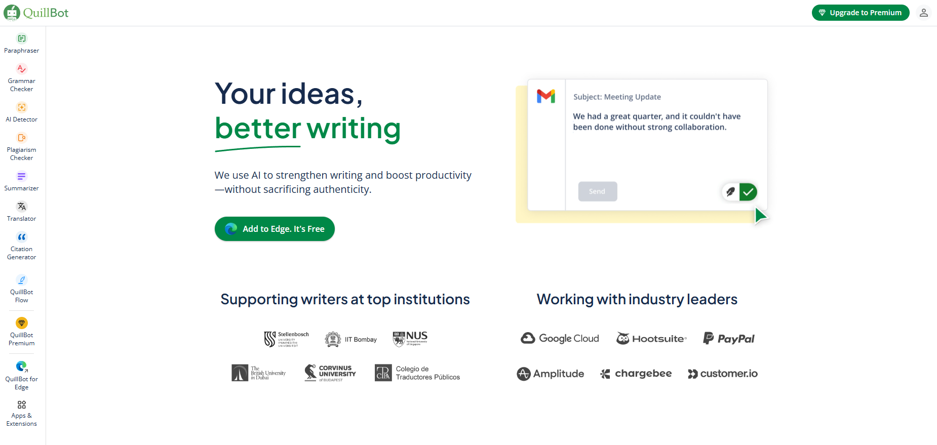 Quillbot Homepage