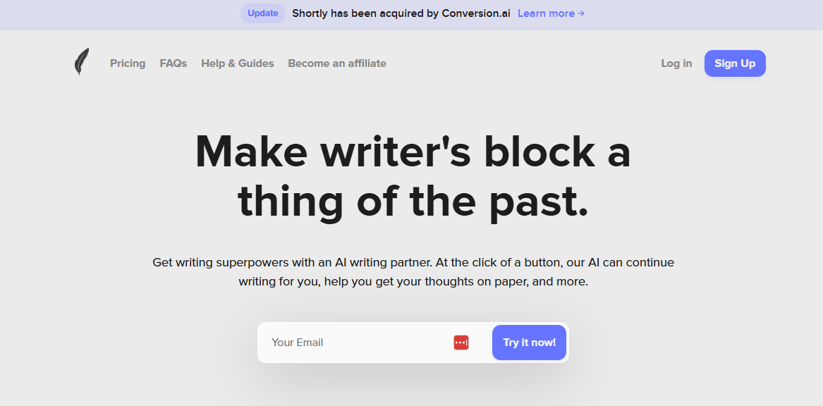 Shortly AI Homepage