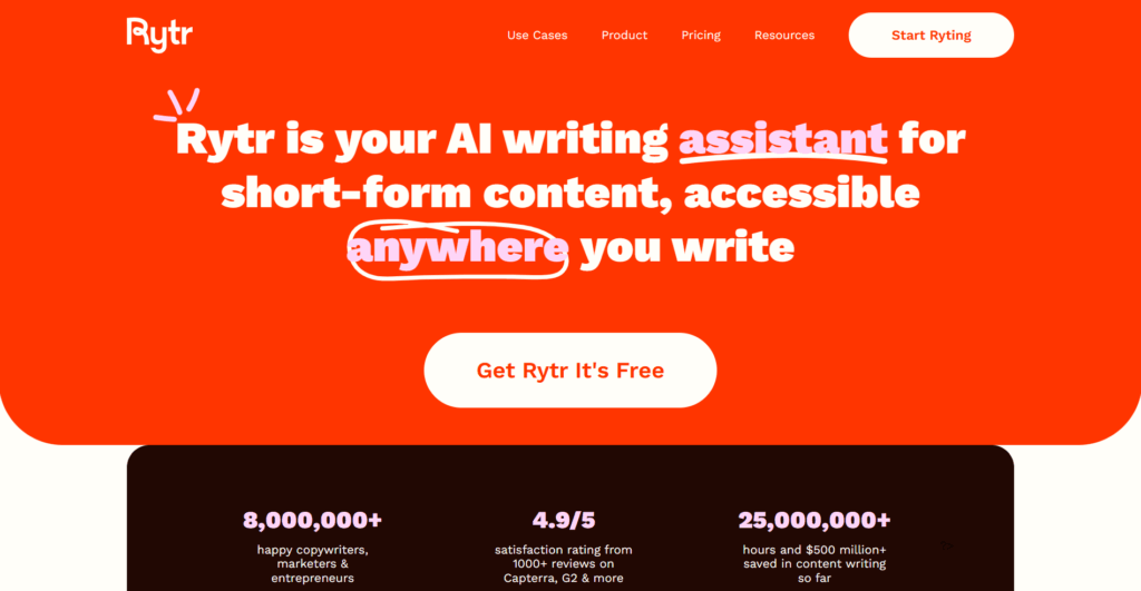 Rytr homepage