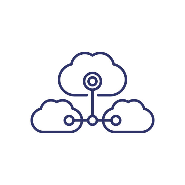 Cloud services, saas line icon