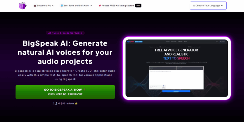 Bigspeak Ai homepage