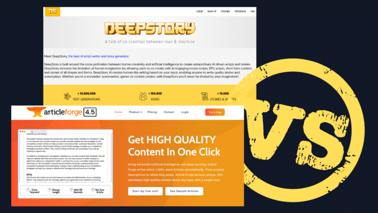 Deepstory AI VS Article Forge AI Script Generator: Full Review & Pricing