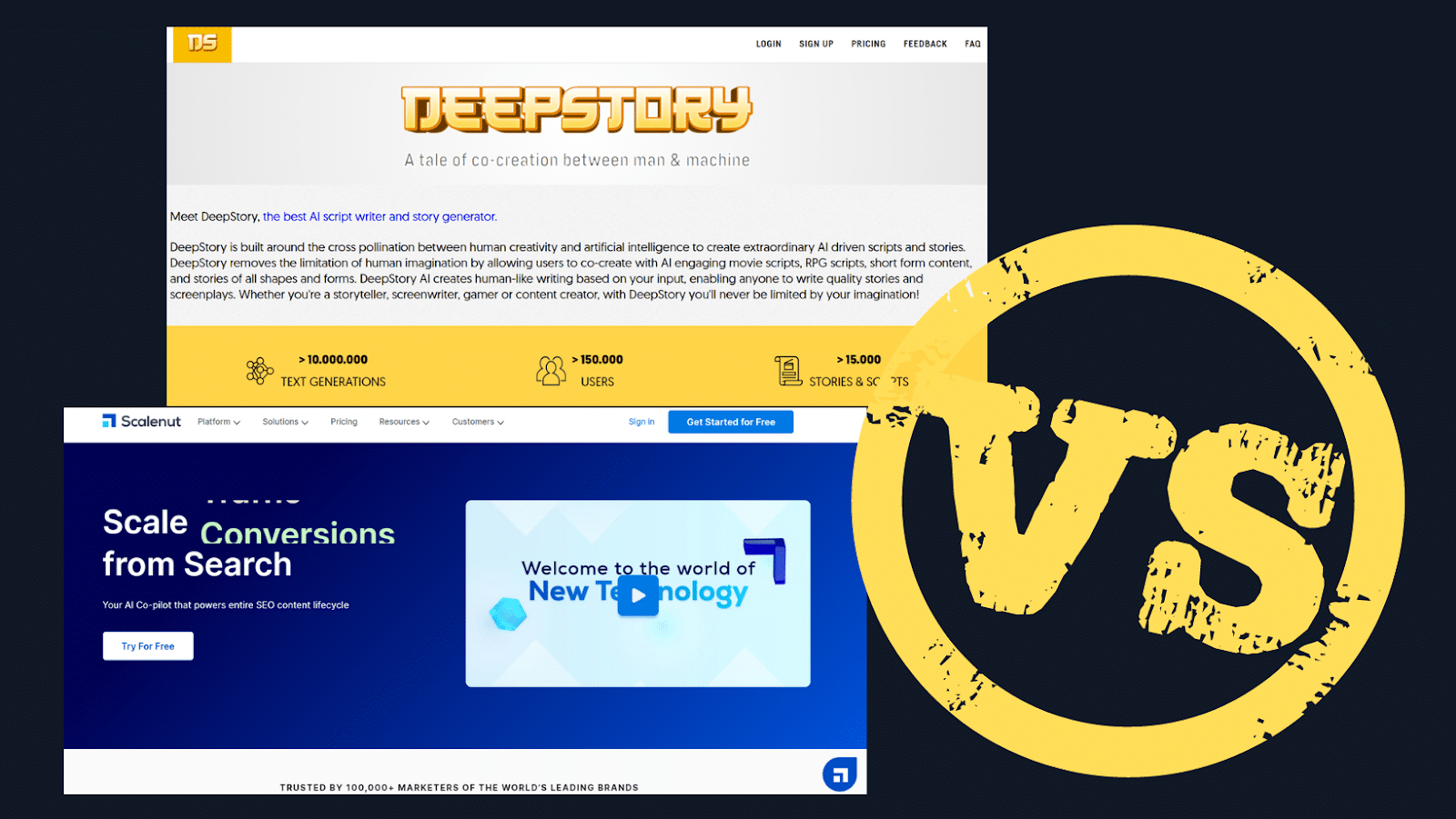 Deepstory AI VS Scalenut full review and pricing