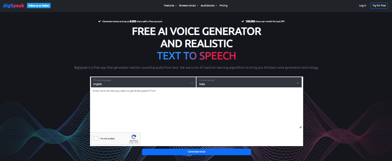 BigSpeak AI Generate Realistic Audio from Text