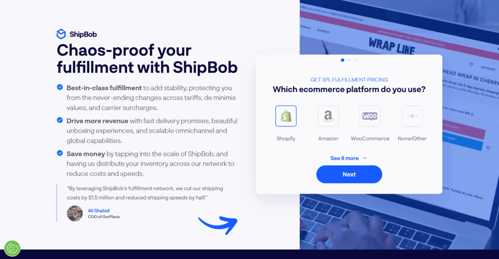 Shipbob homepage