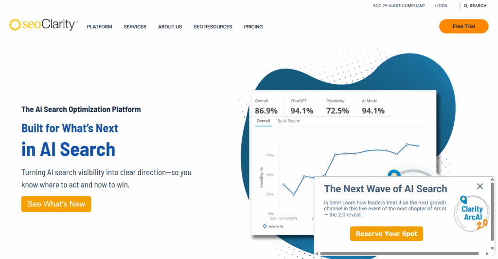 seoClarity homepage