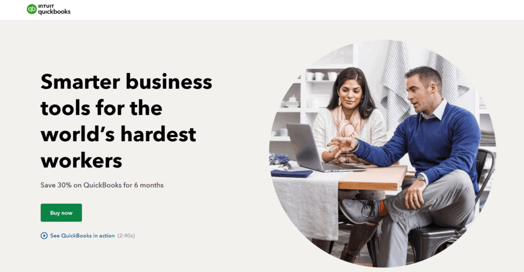 Quickbooks homepage