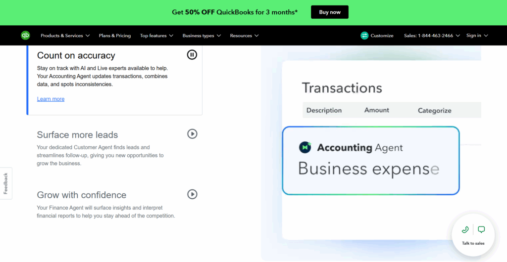 Quickbooks homepage 2